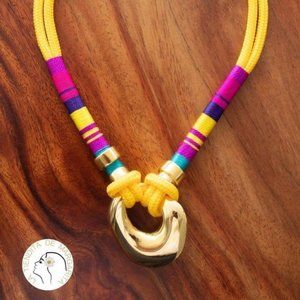 Handmade colorful?necklace gold plated heavy new